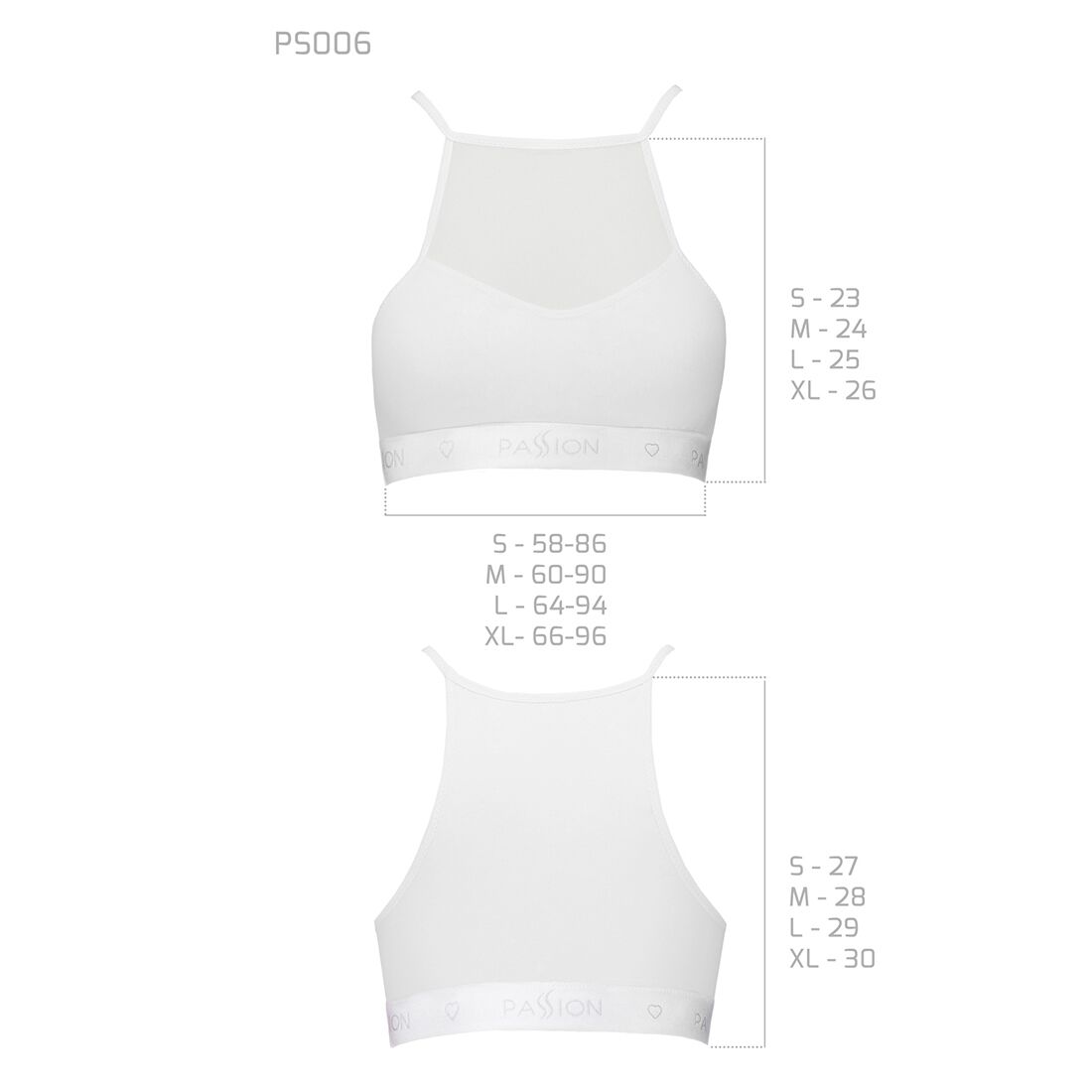 Спортивний топ з прозорою вставкою passion ps006 top xl, white Спортивний топ з прозорою вставкою passion ps006 top xl, white