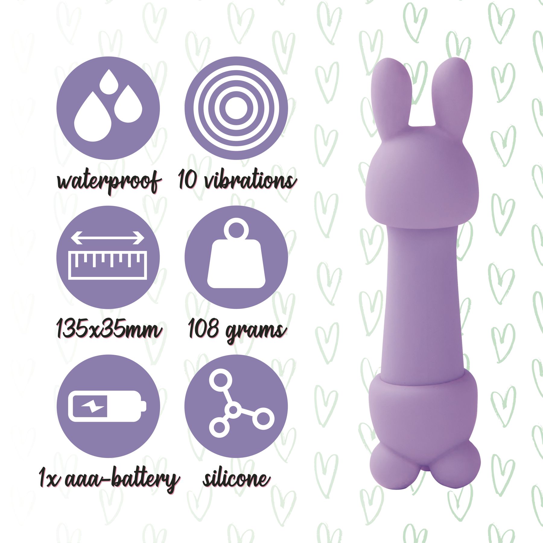 Мінівібратор feelztoys magic bunny purple з двома насадками Мінівібратор feelztoys magic bunny purple з двома насадками